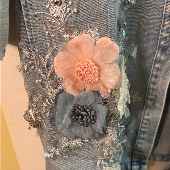 Floral Embellished Denim Jacket - Picture 3 of 8